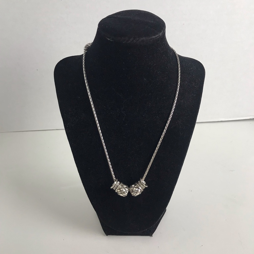 Brighton Silver Tone Rhinestones Beaded Charms Necklace Office